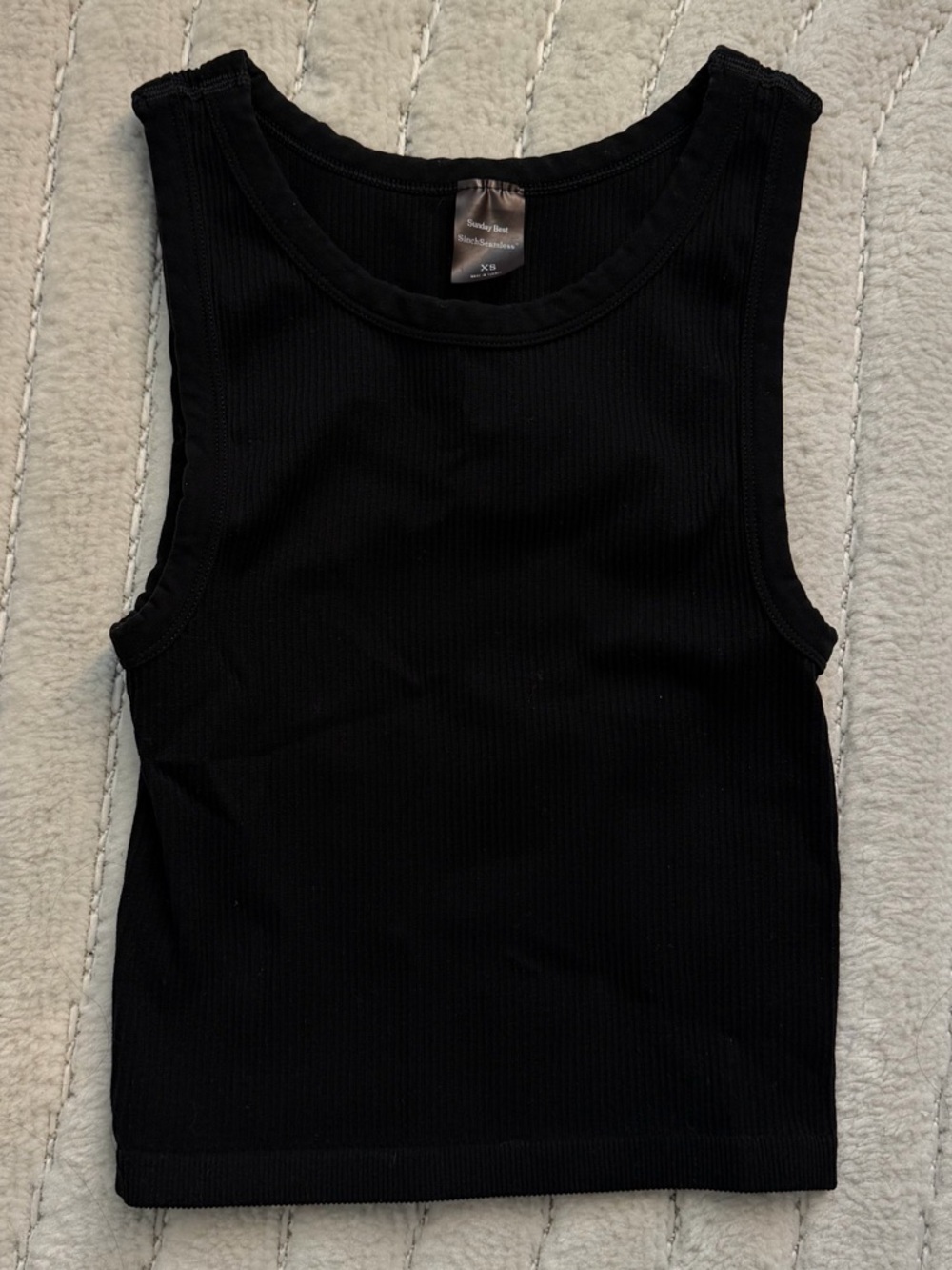 Sunday Best Black Ribbed Tank Top - XS